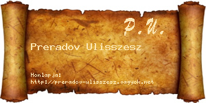 Preradov Ulisszesz névjegykártya